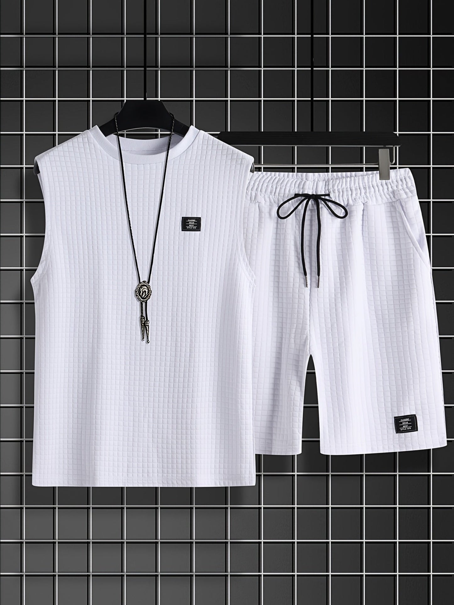 Herren Freizeit Tanktop-Set im modernen Karomuster – Sportlich & Bequem für Sommer und Alltag