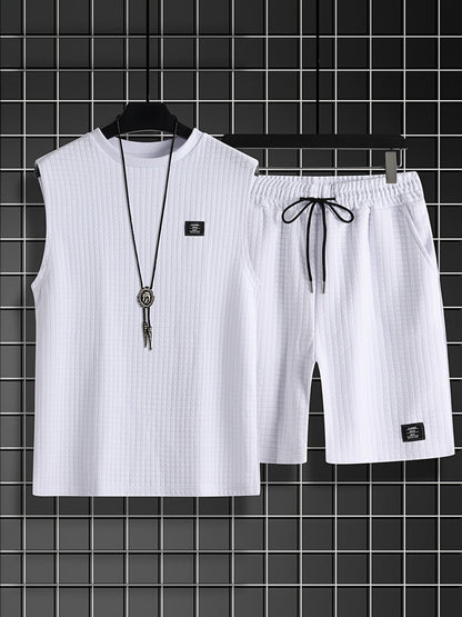 Herren Freizeit Tanktop-Set im modernen Karomuster – Sportlich & Bequem für Sommer und Alltag