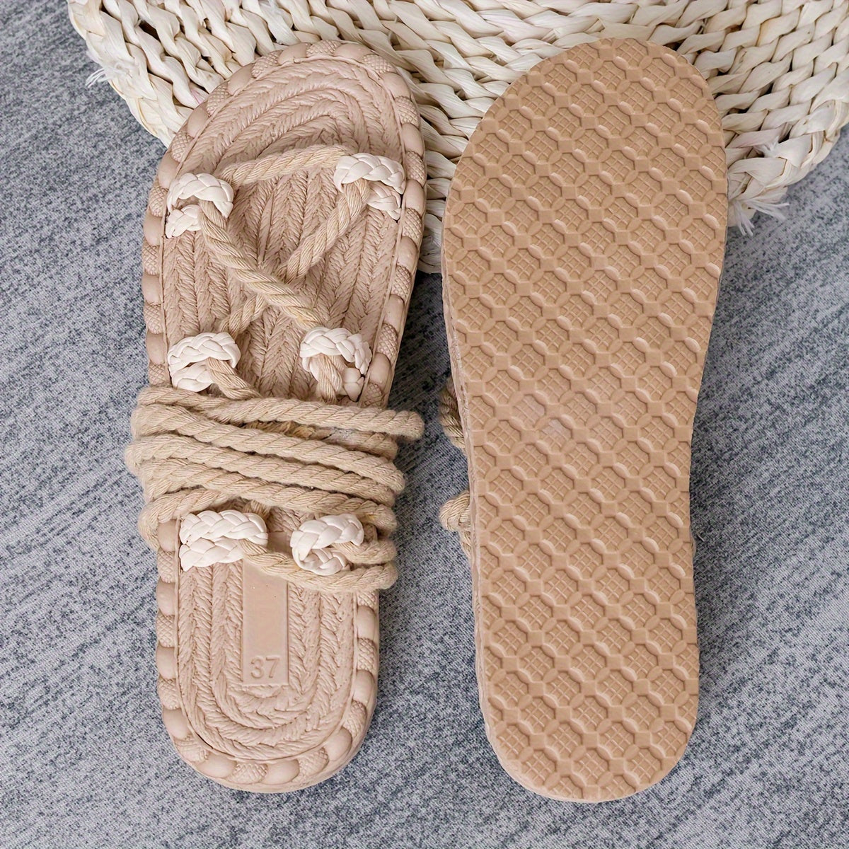 Damen Boho Flache Wickel-Sandalen für Freizeit und Urlaub