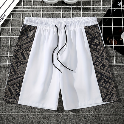 Herren Streetwear Shorts mit Ornamentmuster und grafischen Seiteneinsätzen – Modern Freizeit