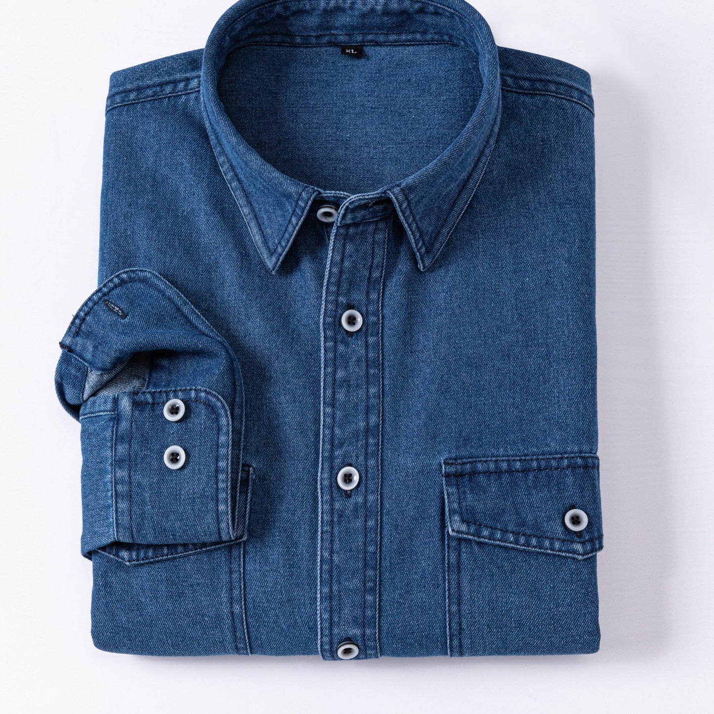 Jeanshemd Herren Langarm Regular Fit Denim-Hemd mit Brusttasche