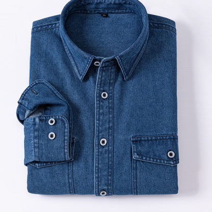 Jeanshemd Herren Langarm Regular Fit Denim-Hemd mit Brusttasche