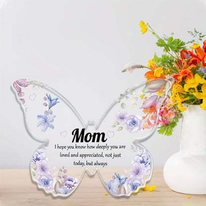 Schmetterling Deko Geschenk für Mutter – Vintage Acryl Tischdekoration mit Blumen – Muttertag, Dankeschön, Wertschätzung