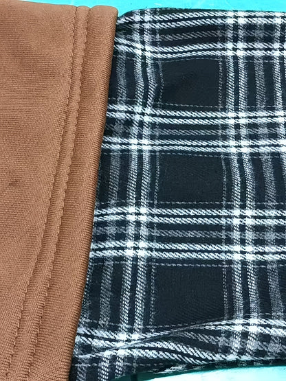 Hoodie Braun/Schwarz Kariert mit Kapuze und Brusttasche