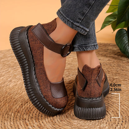 Damen Vintage Mary Jane Plateau-Schuhe für Alltag und Freizeit