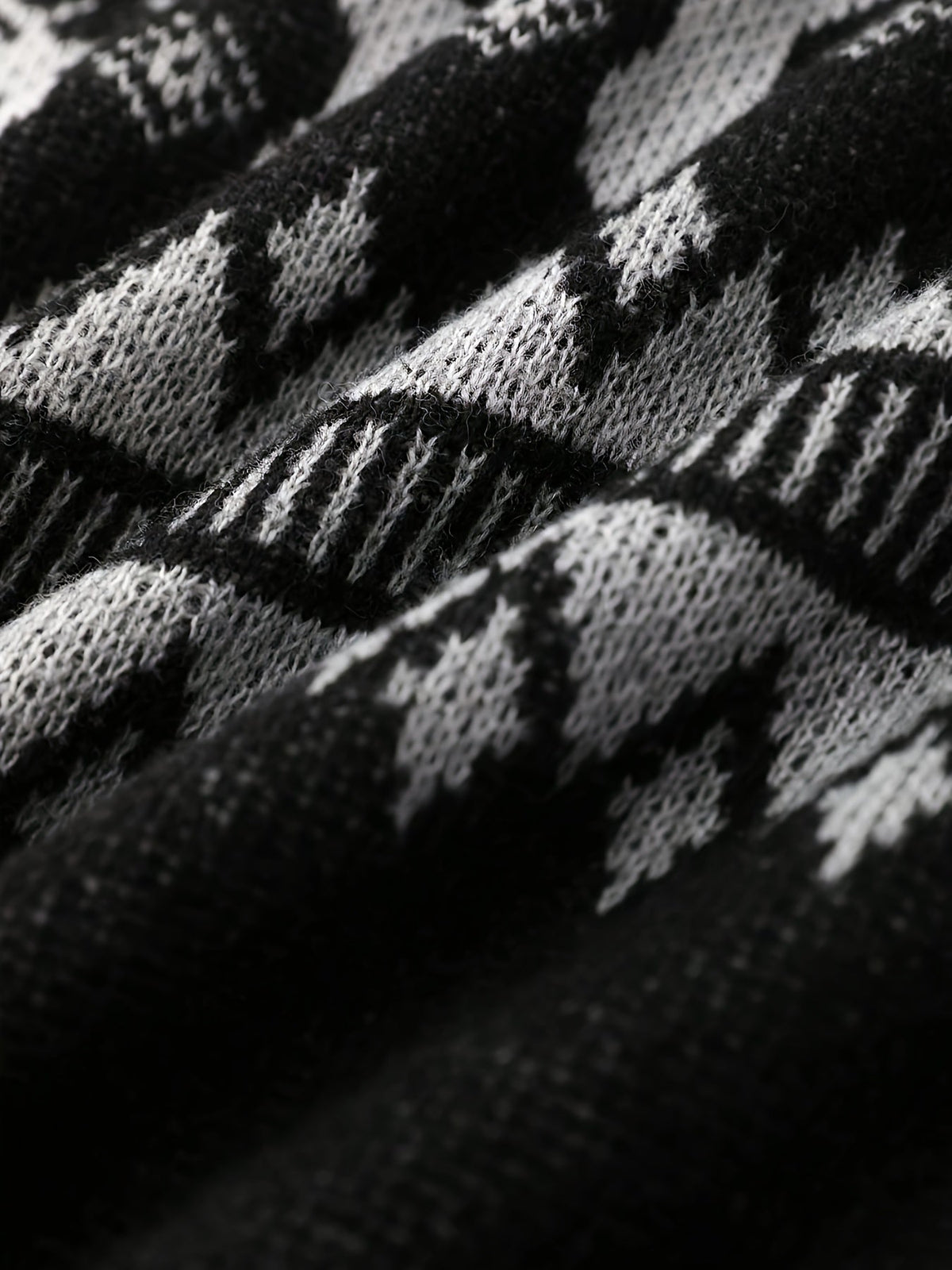 Unisex Winterpullover Rundhals mit Jacquard Rentier- & Schneeflockenmuster