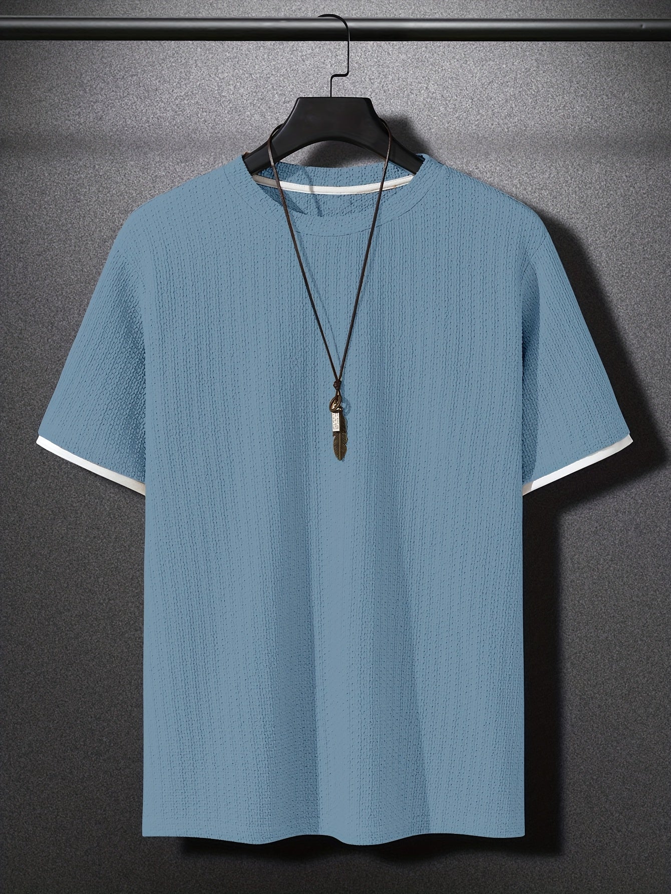 Herren T-Shirt mit Struktur, Modernes Kurzarm Basic, Freizeit & Urban Style