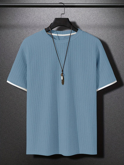 Herren T-Shirt mit Struktur, Modernes Kurzarm Basic, Freizeit & Urban Style