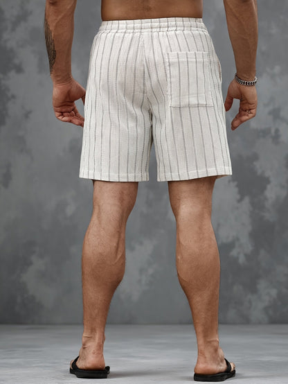 Herren Freizeit-Shorts mit Nadelstreifen und Kordelzug – Stilvolle Sommerhose für Alltag & Sport