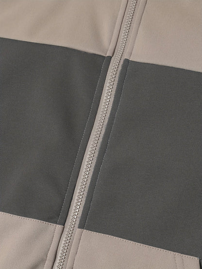 Herren Kapuzenjacke mit Reißverschluss, Farbblock-Design, Taschen, Weiches Material