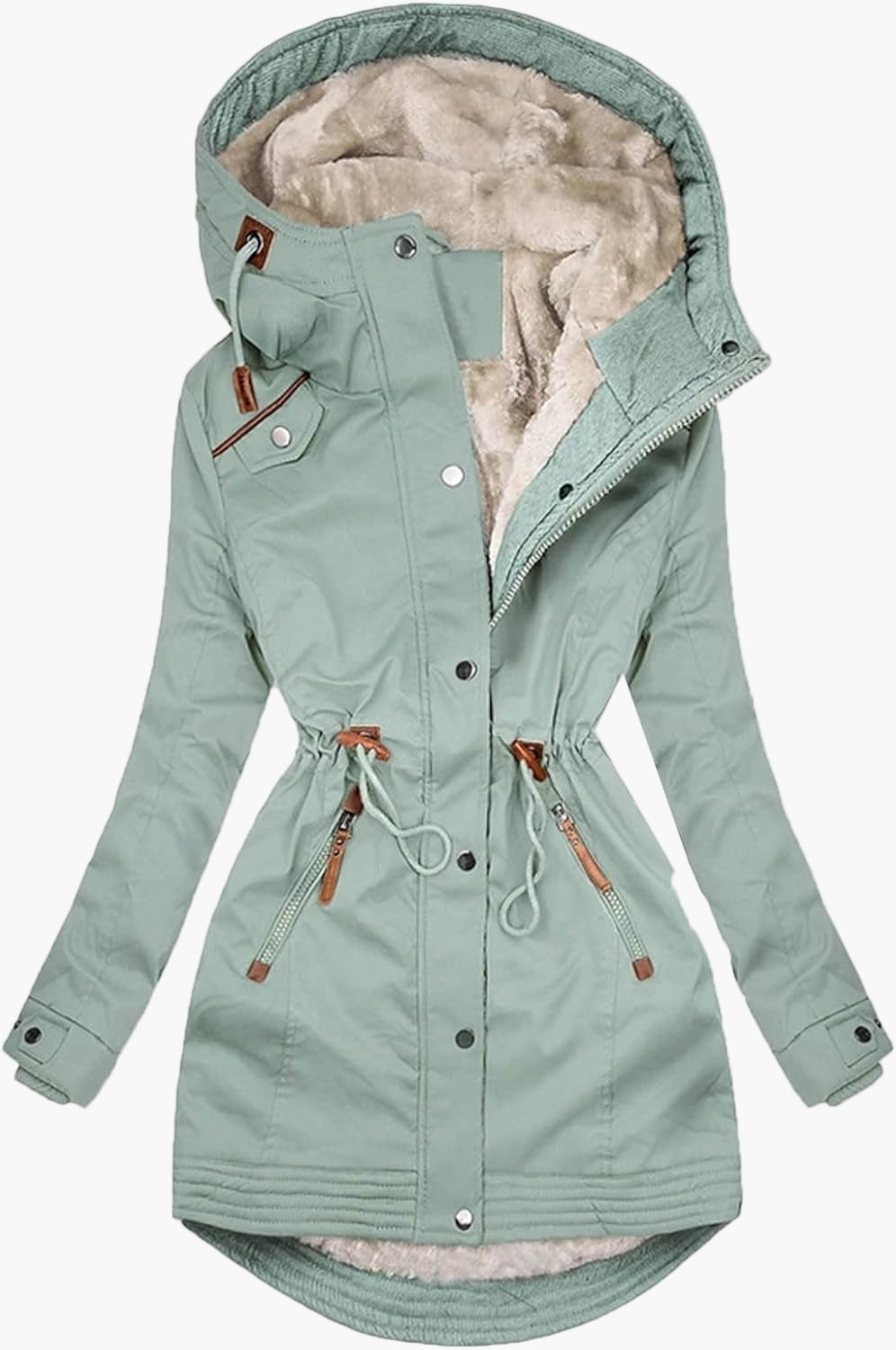 Damen-Winterparka mit Kapuze – Taillierter Parka mit Kordelzug für kalte Tage