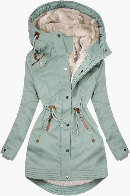 Damen-Winterparka mit Kapuze – Taillierter Parka mit Kordelzug für kalte Tage