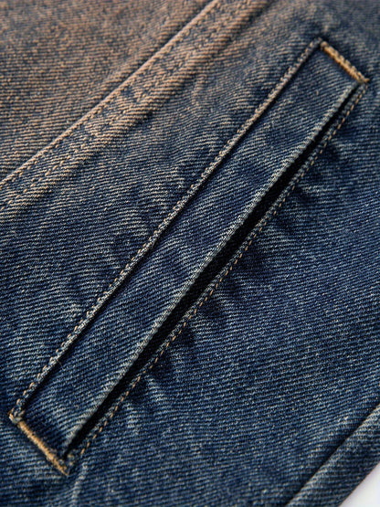 Jeansweste Herren Denim Blau Ärmellos mit Knopfleiste