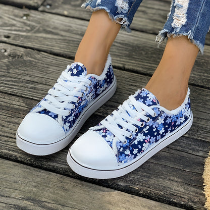 Damen Sneaker mit Blumenmuster – Modische Freizeitschuhe für Alltag und Spaziergänge