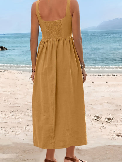 Damen Sommerkleid Midi Fit & Flare – Ärmellos, Freizeit & Urlaub, Boho-Stil