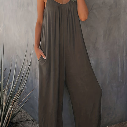 Damen Jumpsuit mit Spaghettiträgern – Lässiger Einteiler für Alltag und Urlaub