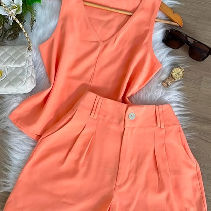 Damen Sommer Set – Elegantes Top und Shorts, Modischer Casual Look für Alltag & Urlaub