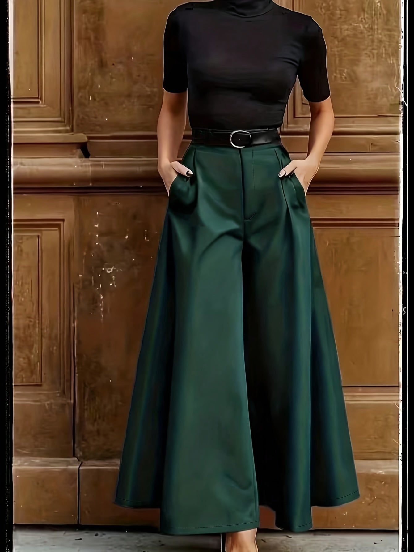 Damen Weitbeinige Palazzo-Hose Eleganter High-Waist Business & Abend-Look