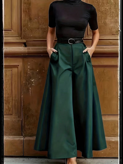 Damen Weitbeinige Palazzo-Hose Eleganter High-Waist Business & Abend-Look