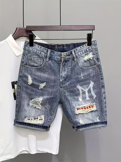 Herren Jeansshorts im Used-Look mit Distressed-Details – Streetstyle Denim Shorts