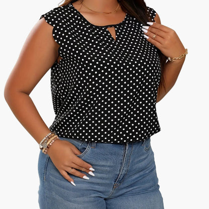 Damen Elegante Bluse mit Polka Dots und Rüschenärmeln – Perfekt für Büro & Alltag