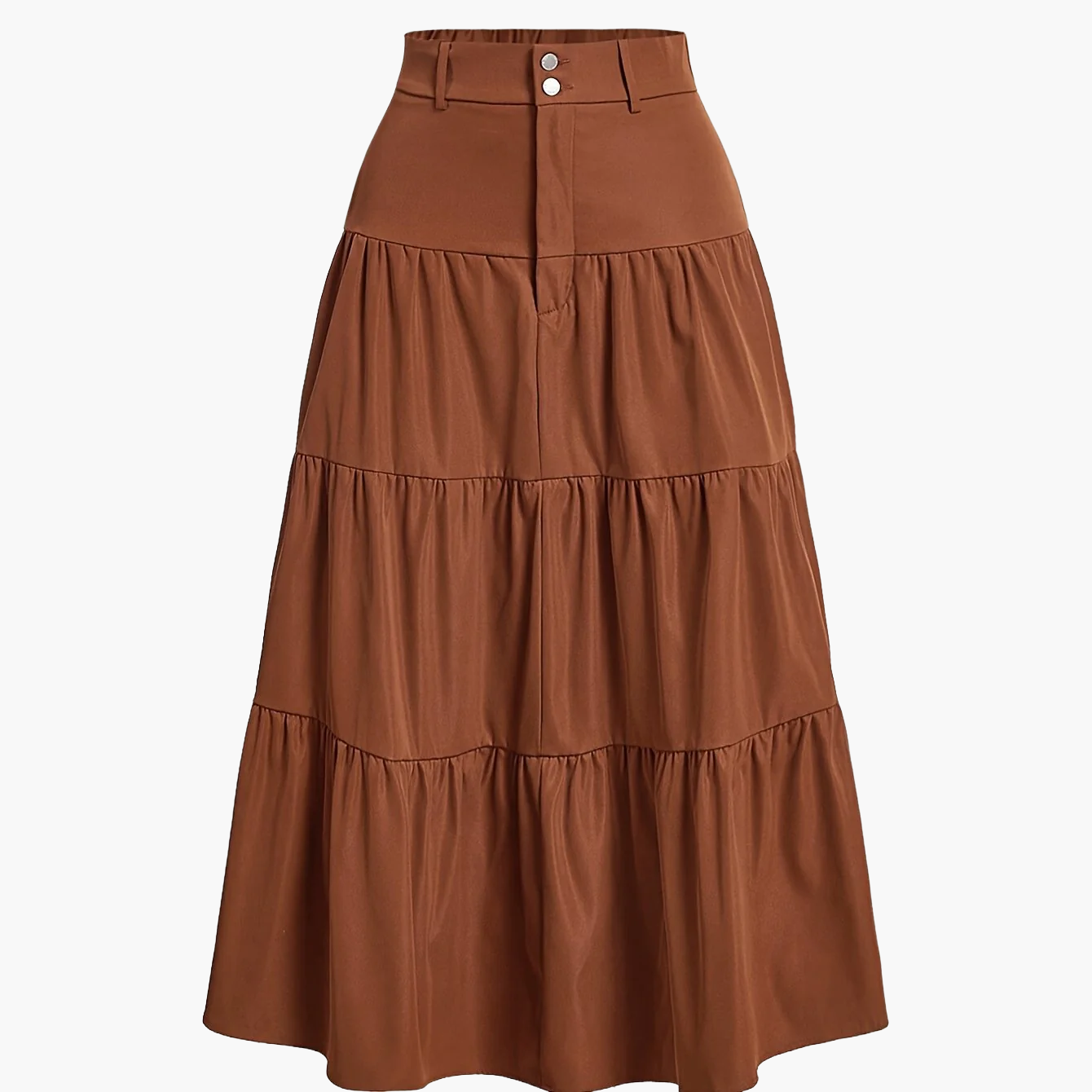 Damen Maxirock Elegant Stufenrock mit Hohem Bund für Alltag und Freizeit