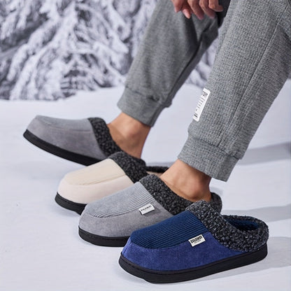 Unisex Winterhausschuhe gerippt mit weichem Futter Grau