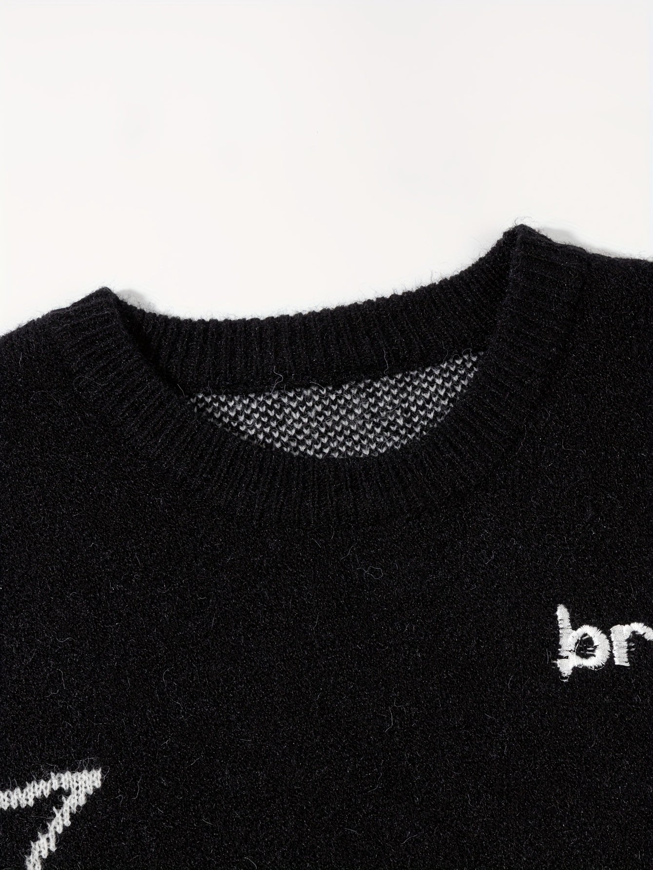 Unisex Strickpullover Rundhals mit Weltall-Muster & Sternen