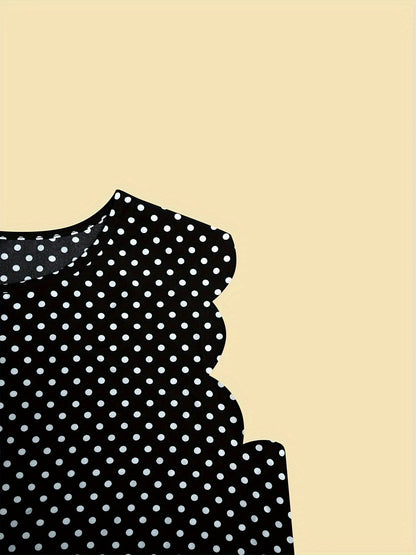 Damen Elegante Bluse mit Polka Dots und Rüschenärmeln – Perfekt für Büro & Alltag