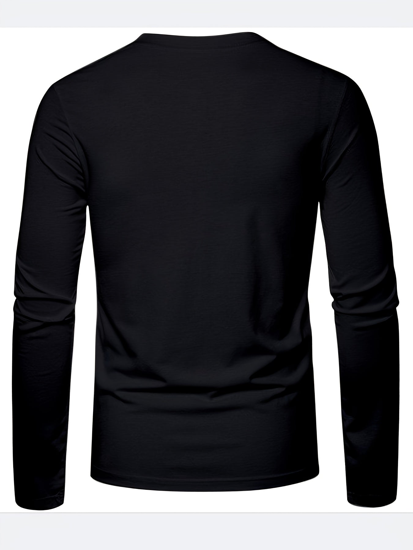 Herren Langarmshirt Rundhals mit Hirsch-Logo, Freizeit T-Shirt