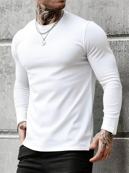 3er Pack Langarmshirt Herren Rundhals Basic Langarm T-Shirt Schwarz Weiß Grau