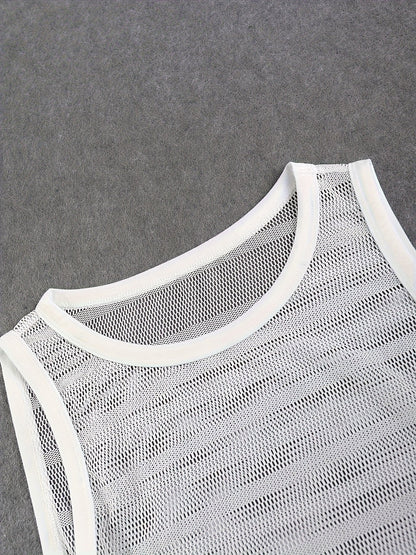 Herren Sport Set Ärmelloses Tanktop und Shorts Modernes Mesh Design Fitness & Freizeit