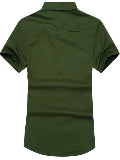 Herren Utility Kurzarm-Hemd im Military-Style mit Brusttaschen und Schulterklappen