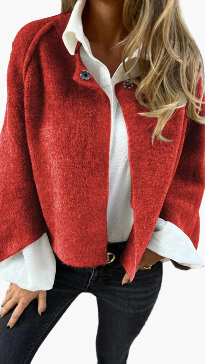 Damen Kurzjacke Elegant Business Freizeit – Moderner Veganer Woll-Look für stilbewusste Anlässe