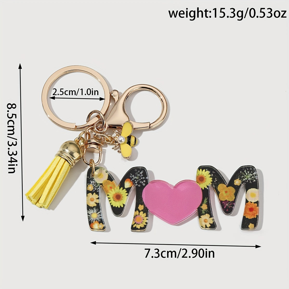 Schlüsselanhänger für Damen – Blumen MOM Herz – Modisches Muttertagsgeschenk