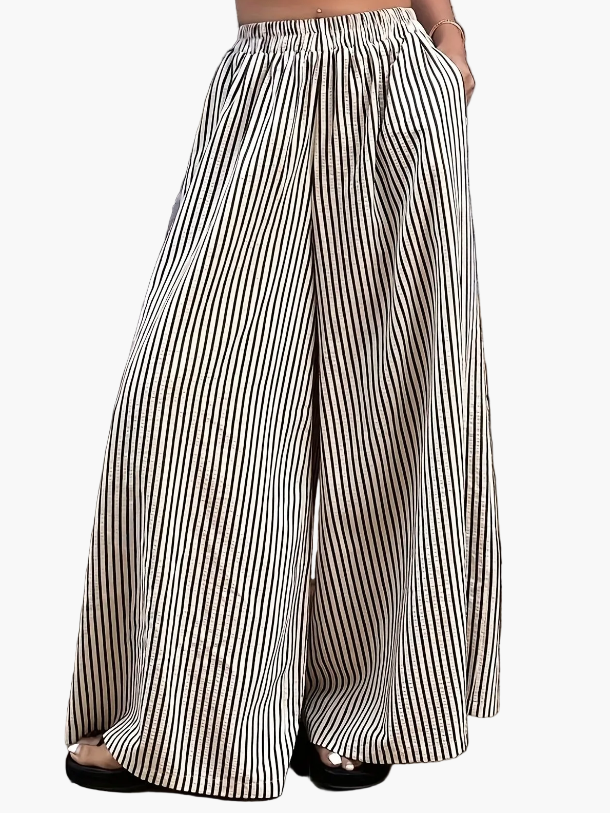 Damen Weite Streifenhose im eleganten Streetstyle für Freizeit und Alltag