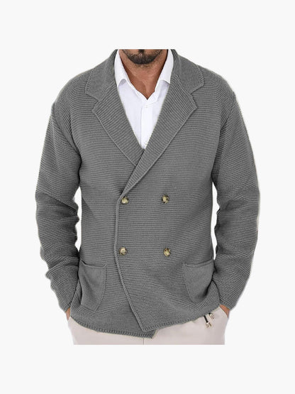 Herren Strickjacke Casual Doppelreihig Business Freizeit Sakko-Stil