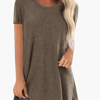 Damen Tunika T-Shirt mit kurzen Ärmeln und lockerem Schnitt – Bequemes Freizeit-Oberteil für Alltag und Büro