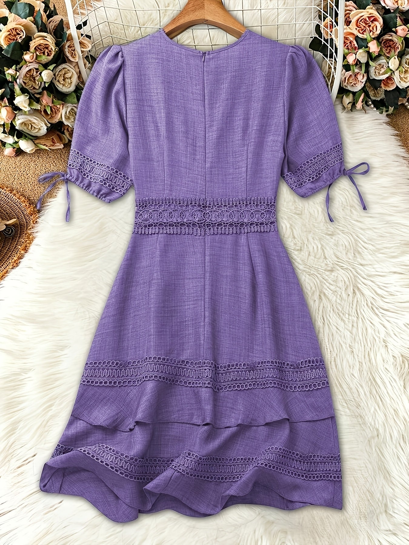 Damen Sommerkleid Elegant mit Spitze und Rüschen – Perfekt für Freizeit & Urlaub