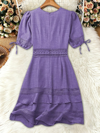 Damen Sommerkleid Elegant mit Spitze und Rüschen – Perfekt für Freizeit & Urlaub