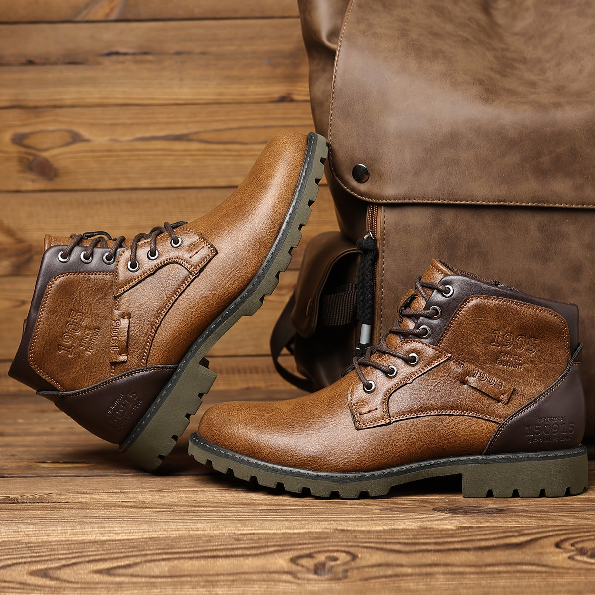 Herren Stiefeletten Schnürschuh Profilsohle