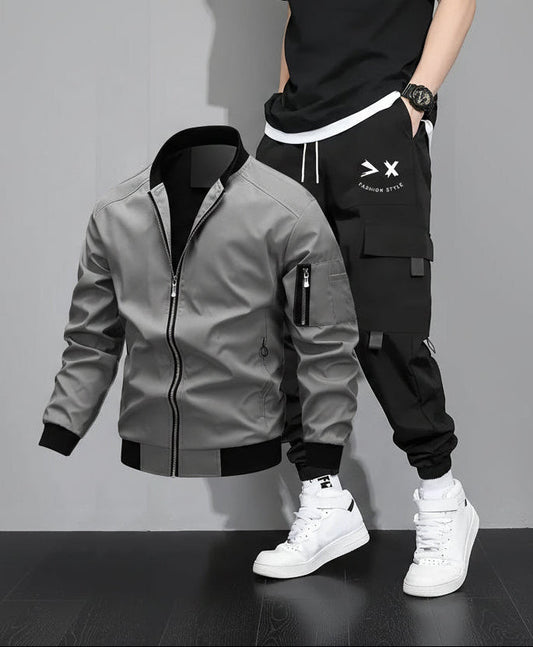 Herren Streetwear Set – Bomberjacke und Cargo Jogginghose, Urban Freizeitanzug