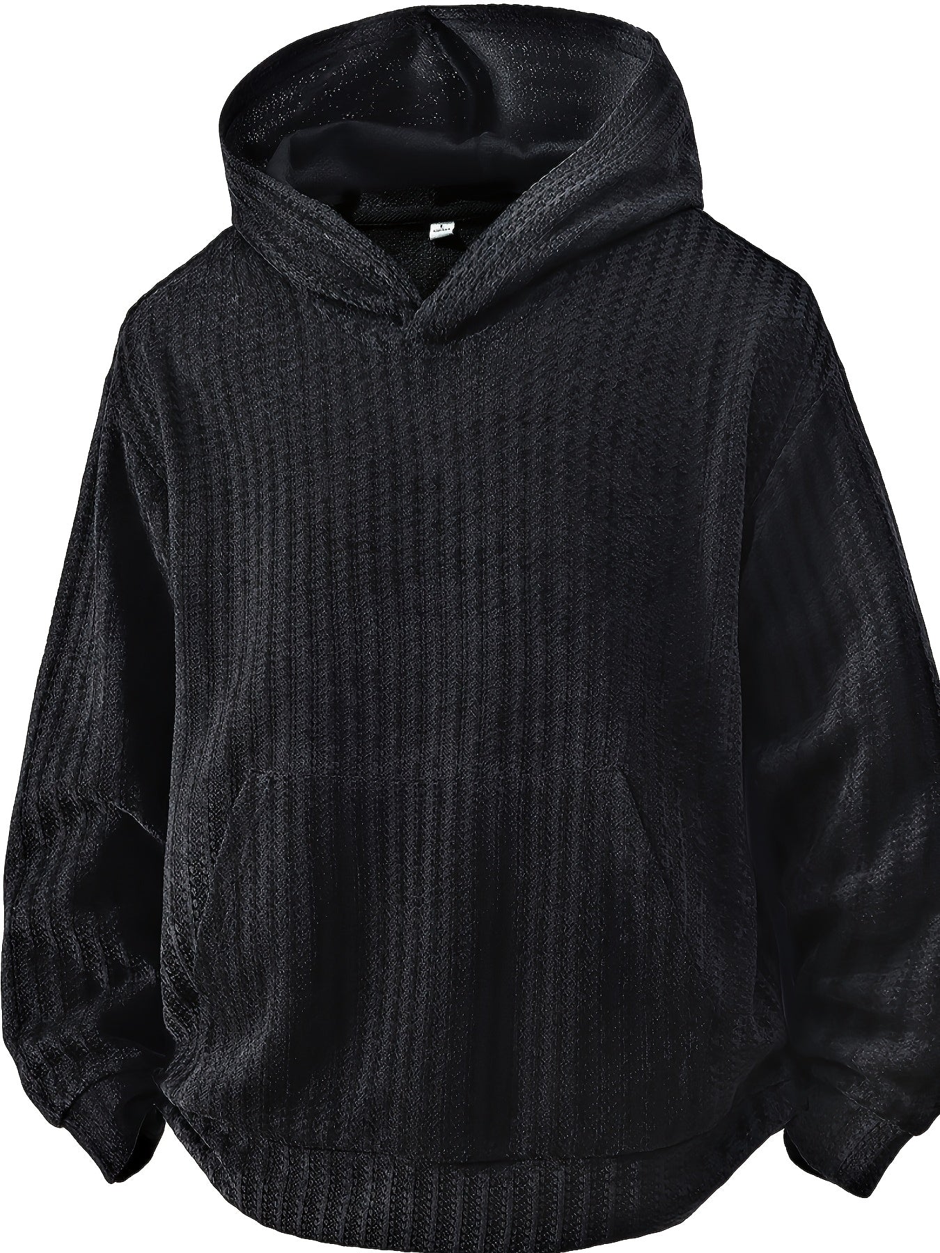 Hoodie mit Kapuze und Kängurutasche – Gerippter Strukturstoff