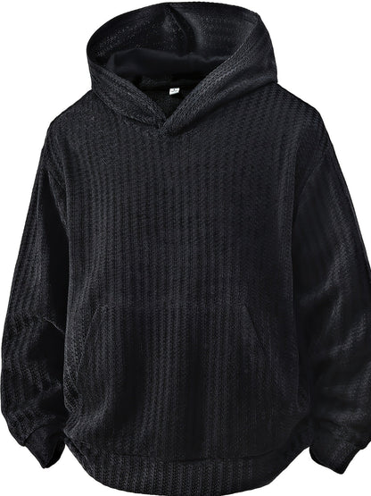 Hoodie mit Kapuze und Kängurutasche – Gerippter Strukturstoff