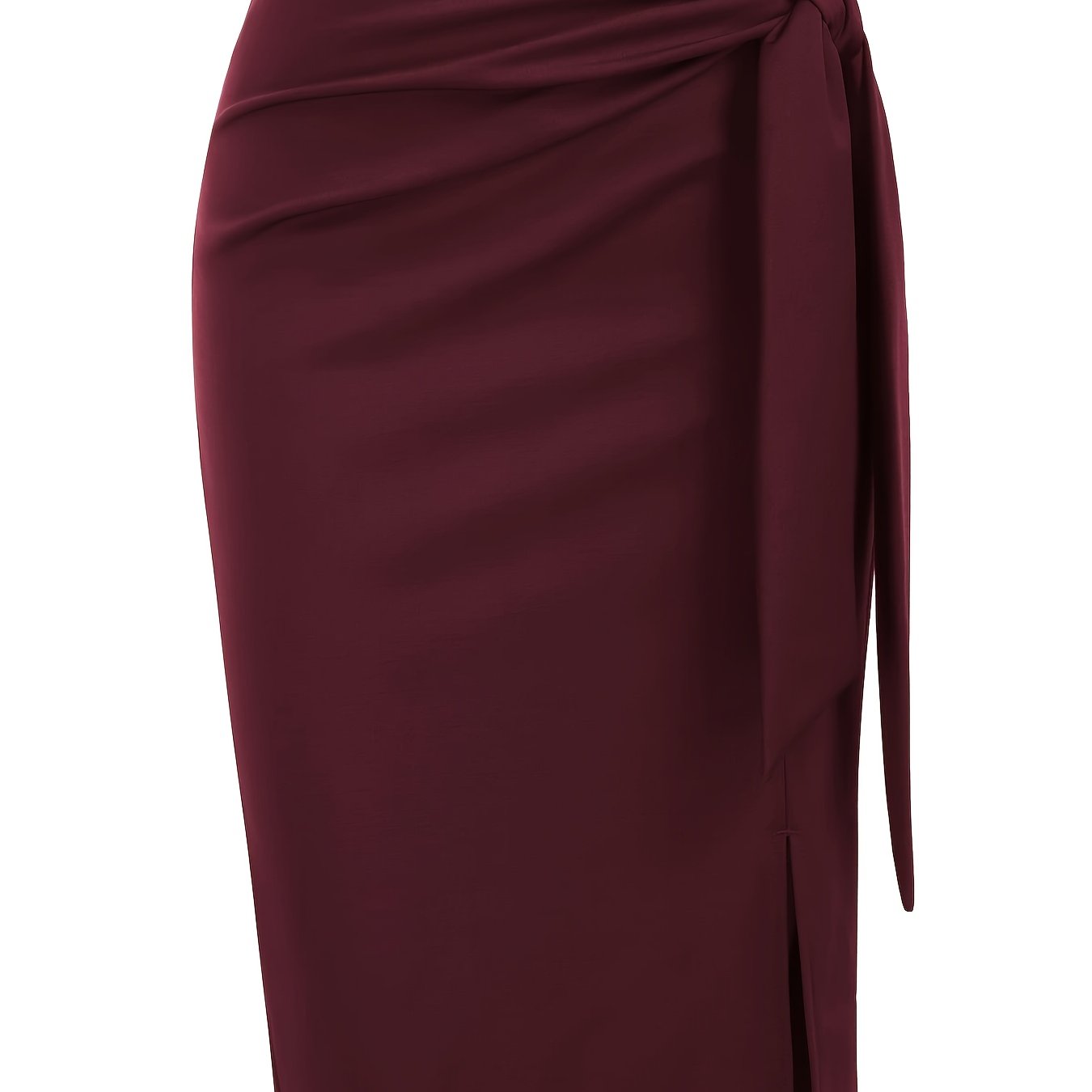 Damen Eleganter Midirock mit Knoten-Detail und Schlitz – Perfekt für Büro & Ausgehen
