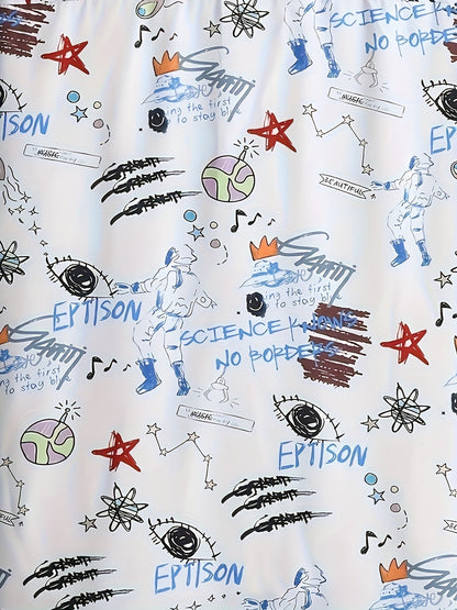 Herren Kurzarm Hemd mit Graffiti-Print – Urban Streetwear Stil für Freizeit & Alltag