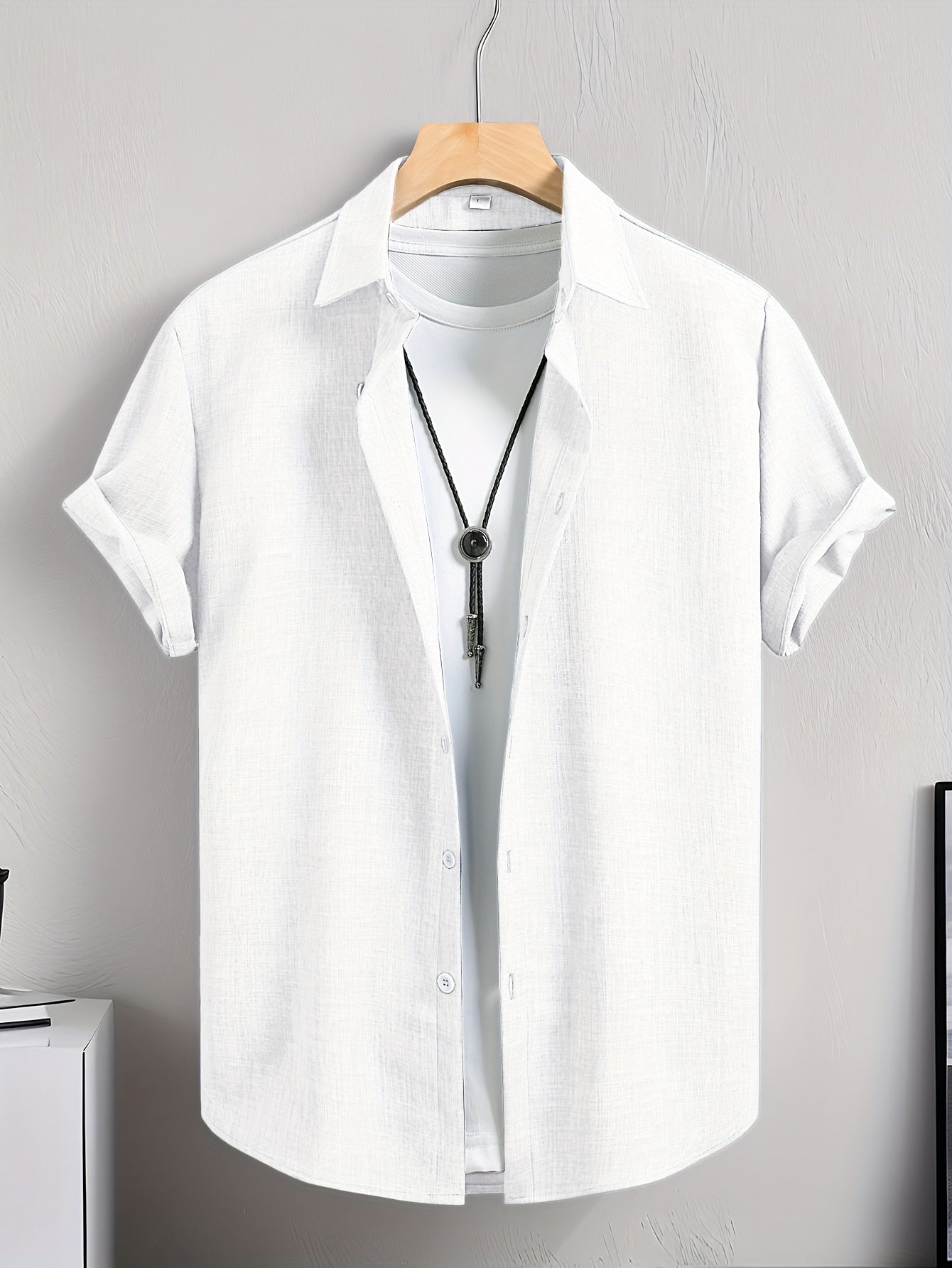 Herren Casual Kurzarm Hemd mit T-Shirt Layering Look – Stylisches Sommer Freizeithemd