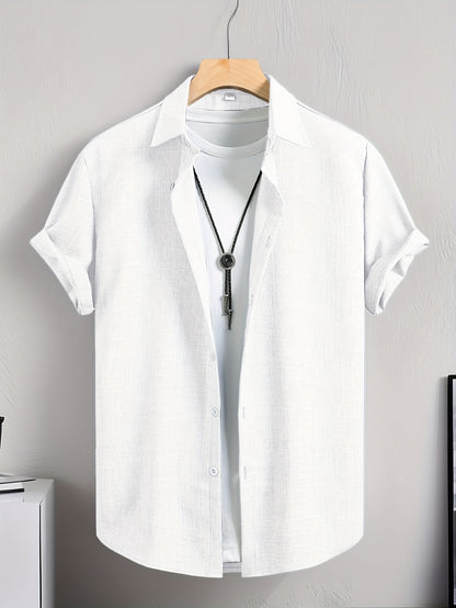 Herren Casual Kurzarm Hemd mit T-Shirt Layering Look – Stylisches Sommer Freizeithemd