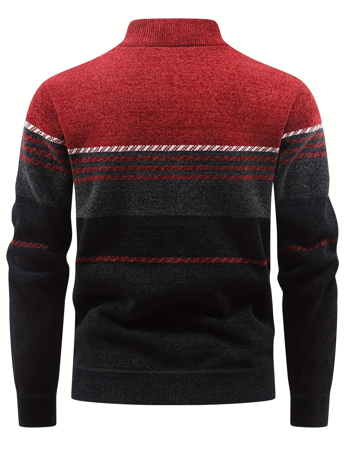 Herren Pullover Halb-Reißverschluss Stehkragen gestreift Fleece-Futter
