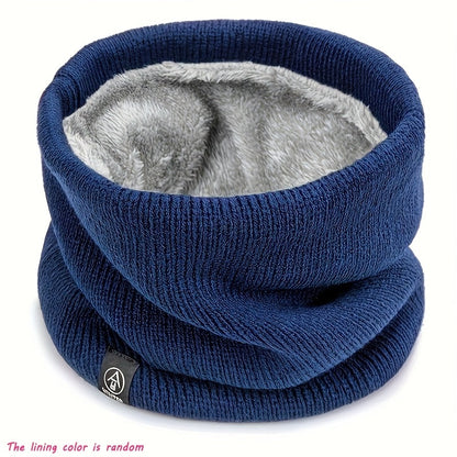Unisex Strick Schal Schlauchschal mit Fleece-Futter Winter Warm